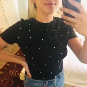 Zara Pearl Knit Top